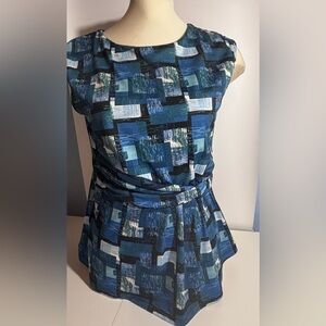 Mandy Evans Blue Geometric  summer Women's Top size Large